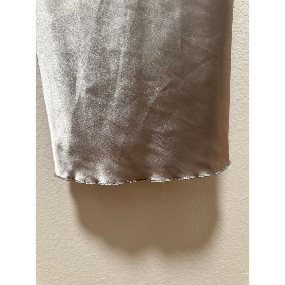BEBE Silver Cowl Neck Slip Mini Dress Spaghetti Straps, Size Small - Picture 5 of 7